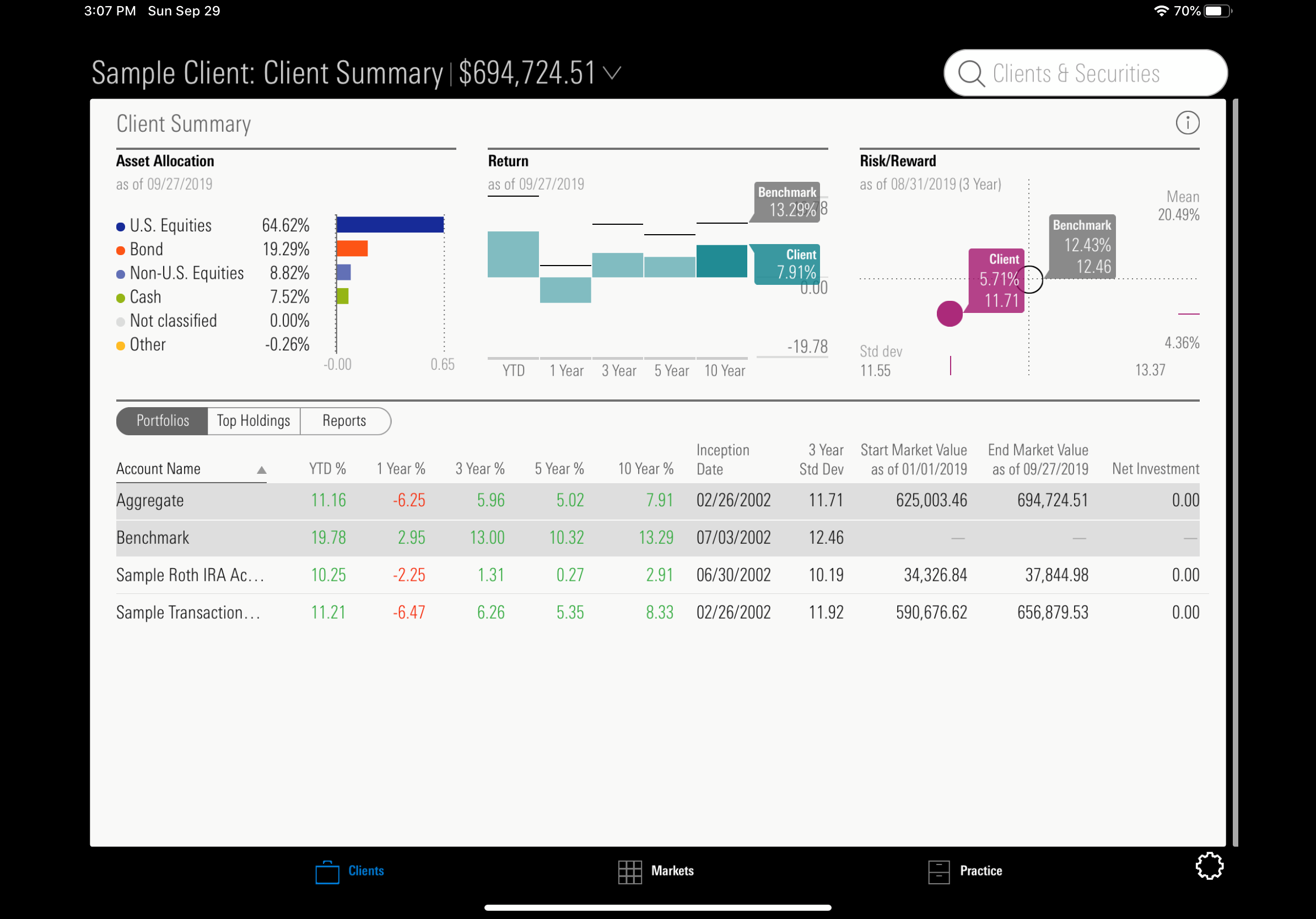Client summary screenshot